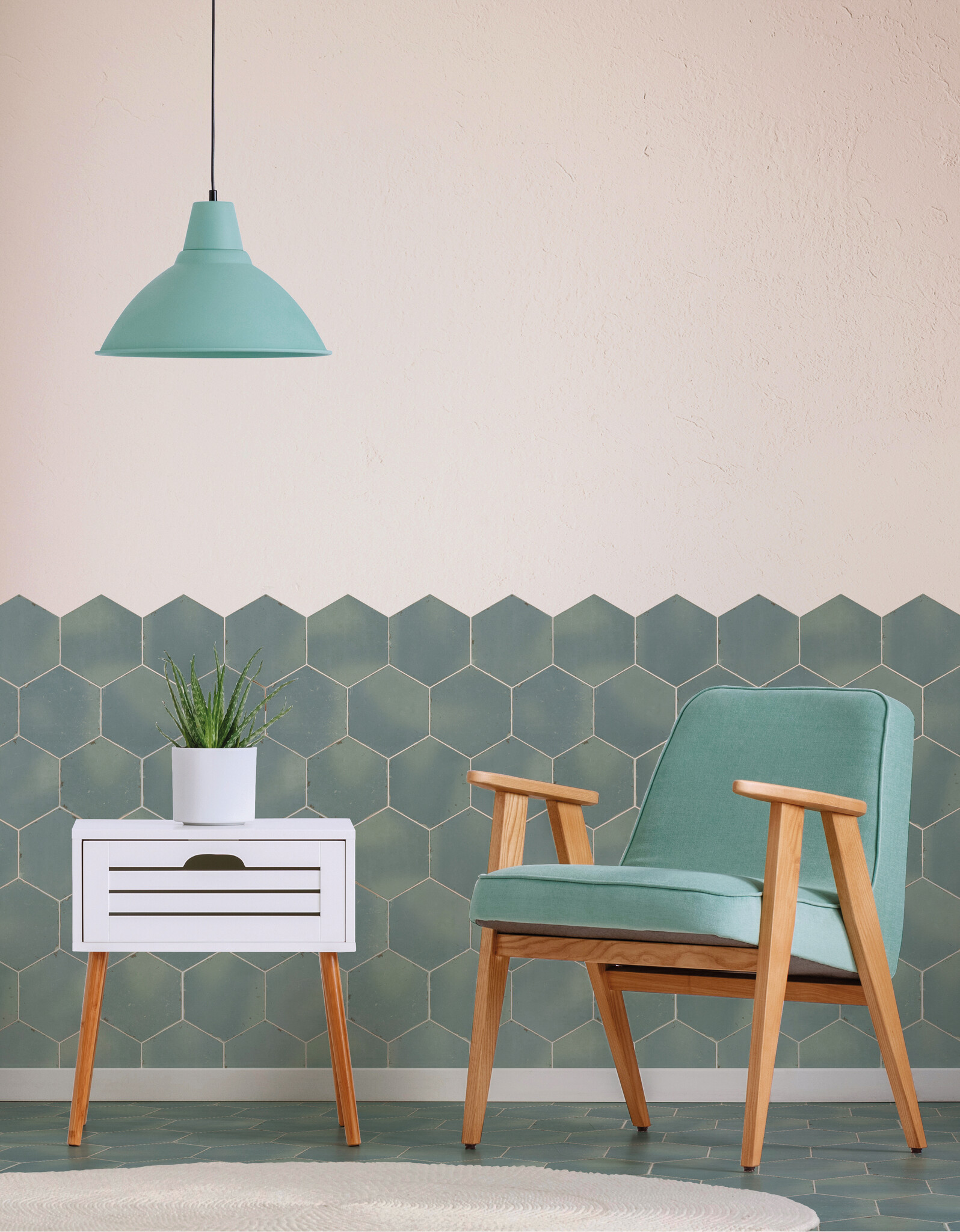 CeraVision Capri Bettina Blue Zijdeglans Hexagon 14x16