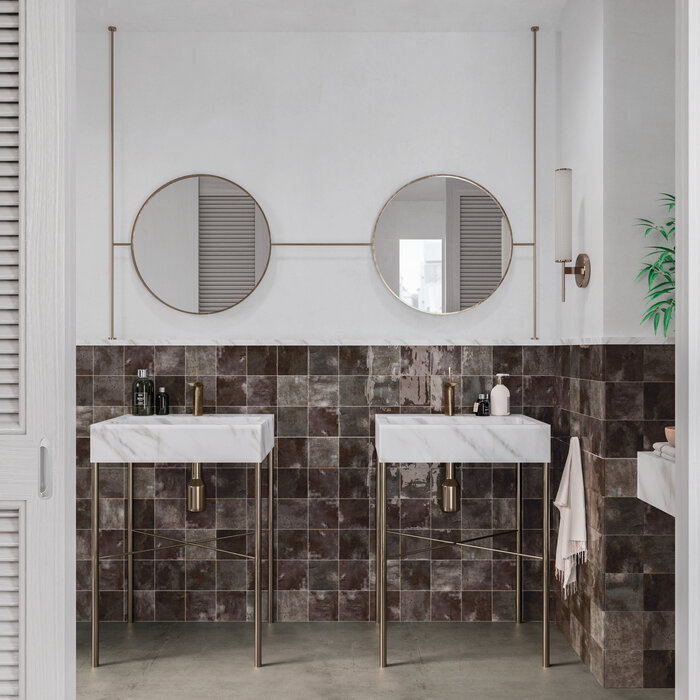 CeraVision Enamel Square Charcoal Glans Handvorm 12,5x12,5