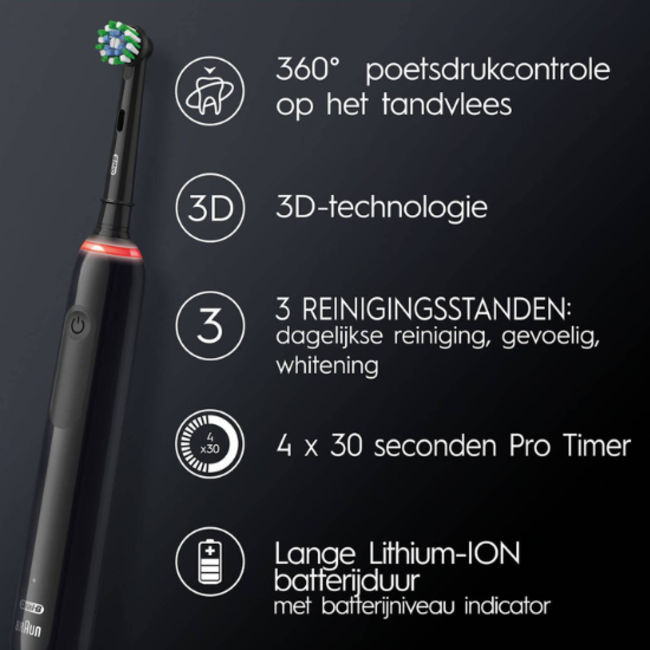 Oral-B Oral-B PRO 3 3500 Black Cross Action + Reisetui