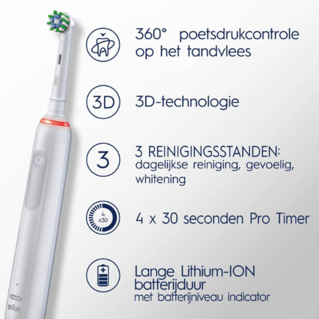 Oral-B Oral-B PRO 3 3000 White Cross Action + 1 extra opzetborstel