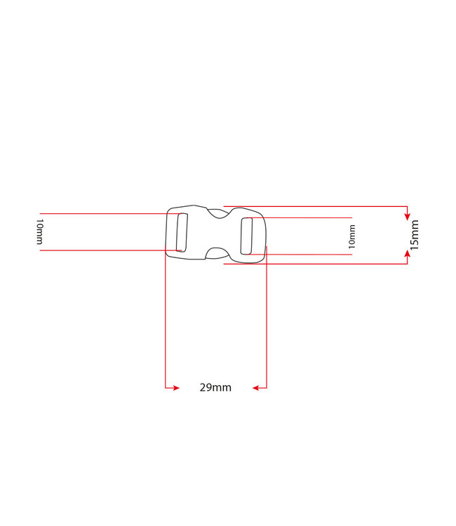 Plastica buckle 10MM Nero