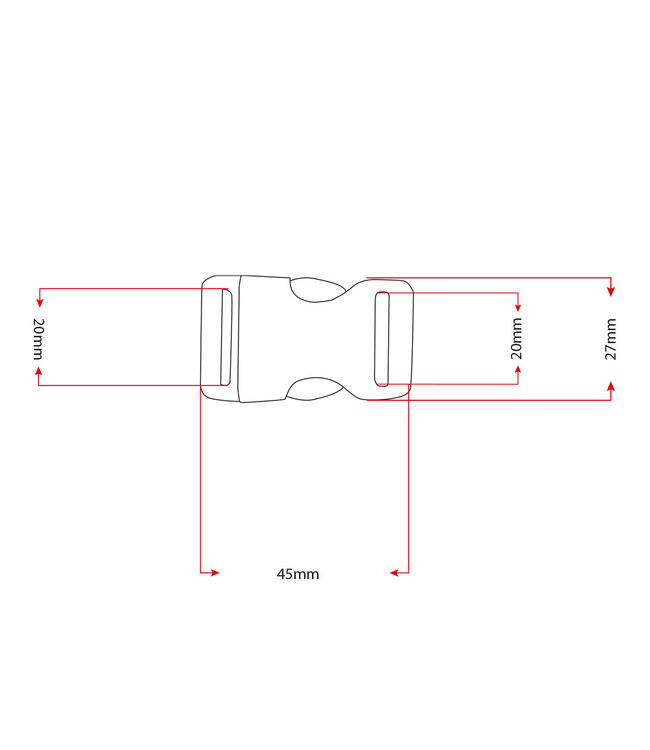 Plastica buckle 20MM Rosso