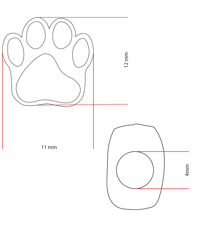 Paracord Perline a forma di zampa di cane licht Rosa