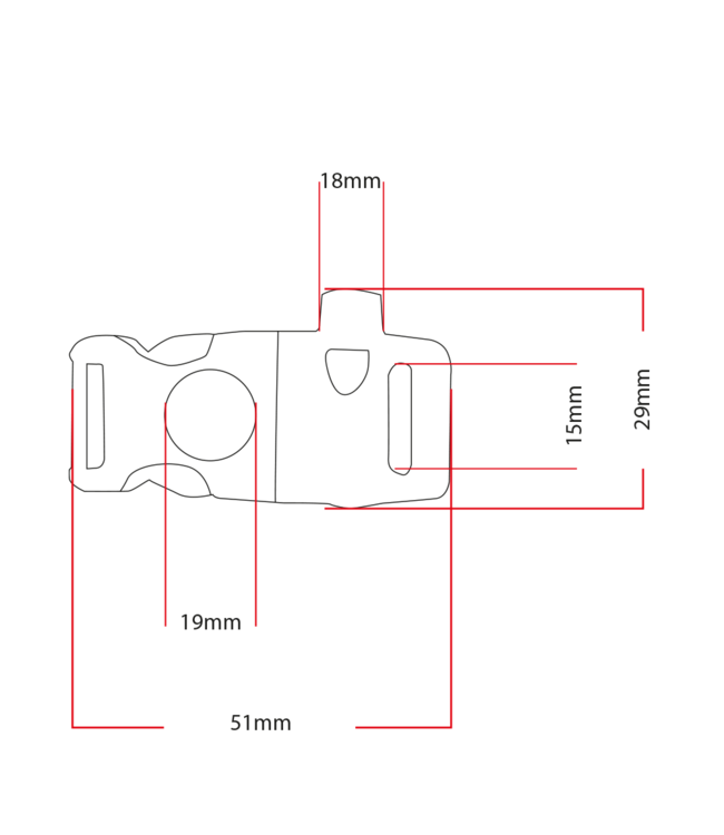 Survival buckle 11MM met vuursteen en fluitje