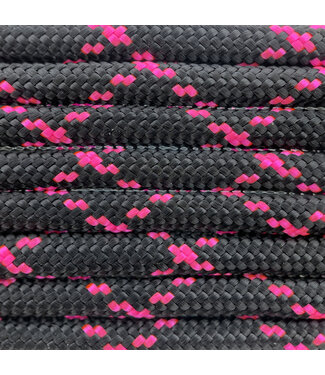 123Paracord Paracord 550 tipo III Nero / Ultra Neon Rosa X