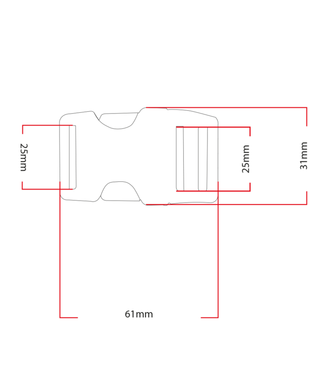 POM Buckle 25MM Nero