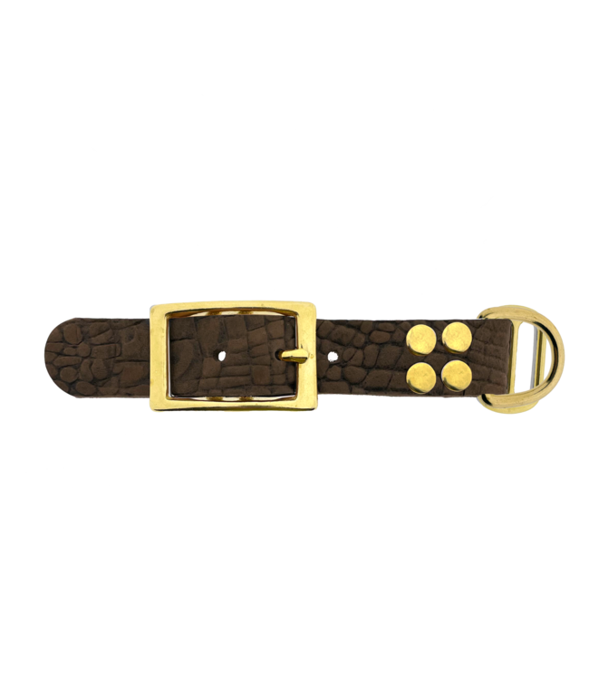 pelle di bufalo adattatore 25MM motivo croco Marrone/Ottone