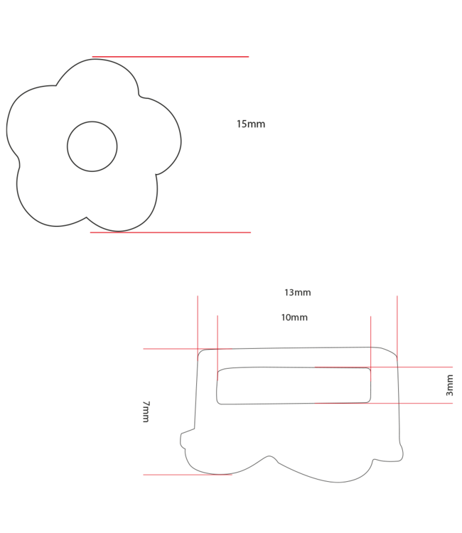 Perlina scorrevole fiore Blackline