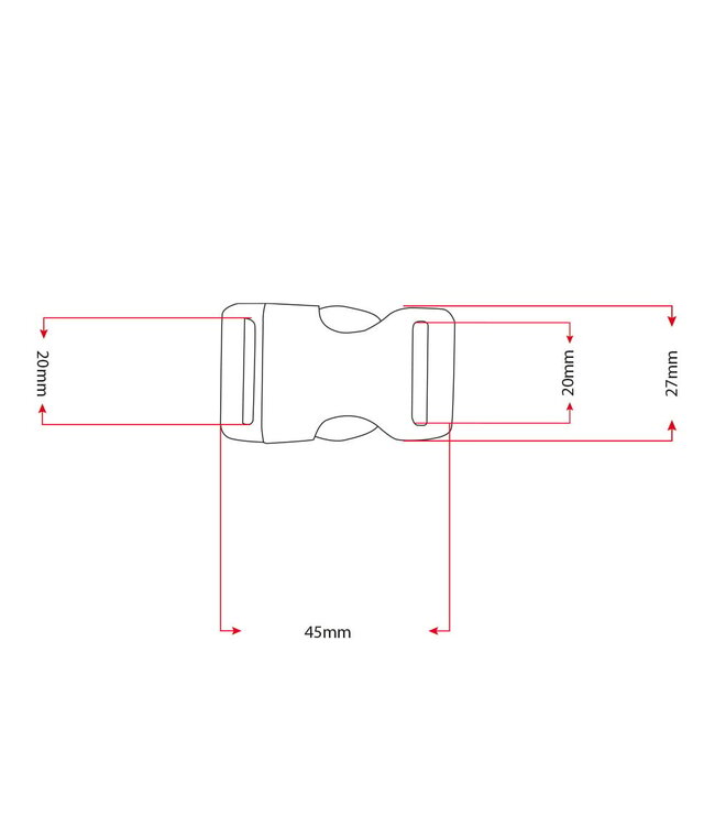 Plastica buckle 20MM Nero
