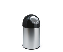 Afvalbak met pushdeksel en binnenemmer 30 liter (RVS, zwart)