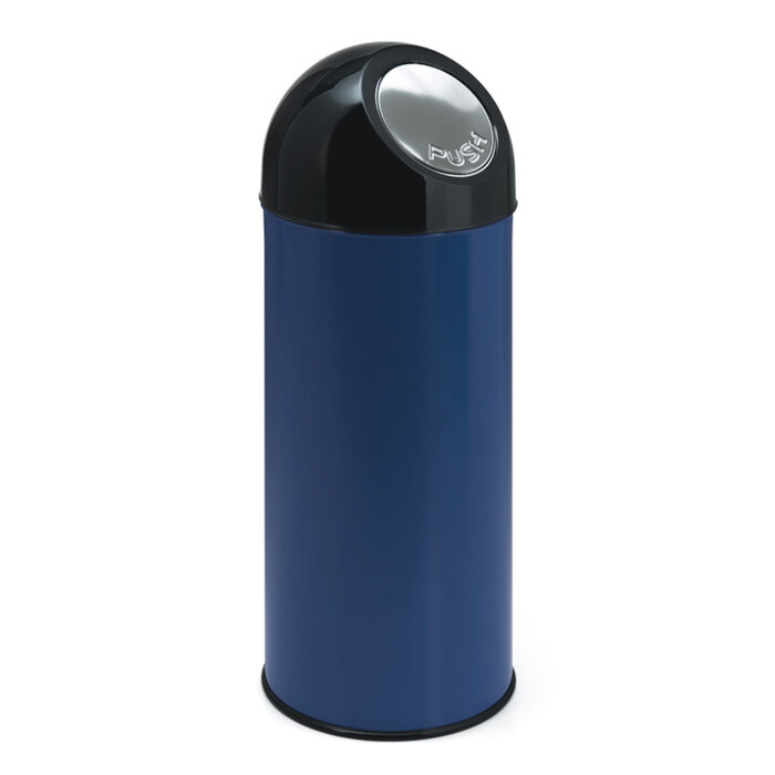 Afvalbak met pushdeksel 55 liter (blauw, zwart)