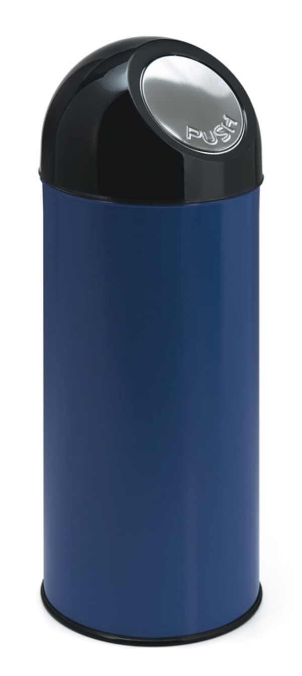 Afvalbak met pushdeksel 55 liter (blauw, zwart)