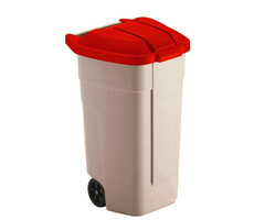Mobiele container 110 liter (beige, rood)