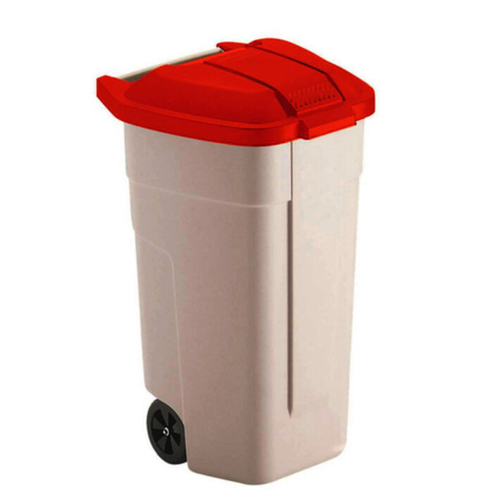 Mobiele container 110 liter (beige, rood)