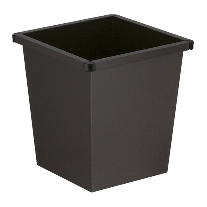 Vierkant tapse papierbak 27 liter zwart