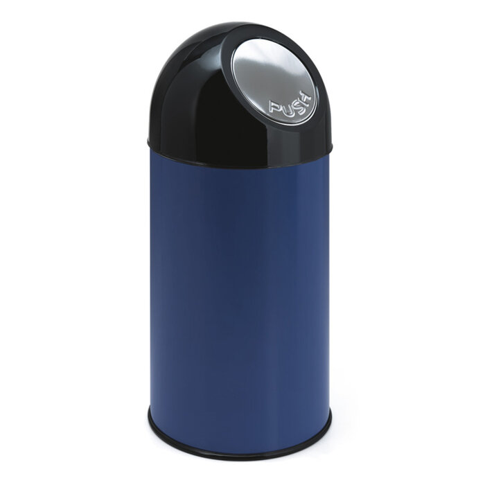 Afvalbak met pushdeksel 40 liter (blauw, zwart)