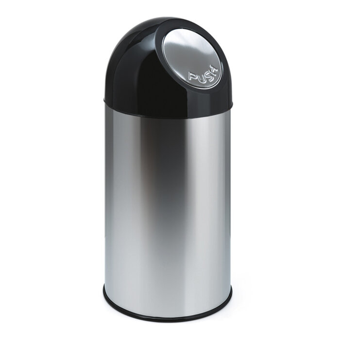 Afvalbak met pushdeksel 40 liter (RVS, zwart)