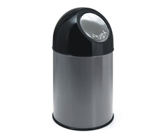 Afvalbak met pushdeksel 30 liter (metallic, zwart)