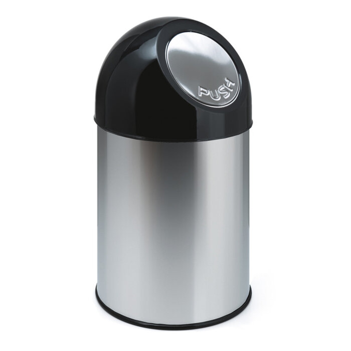 Afvalbak met pushdeksel 30 liter (RVS, zwart)