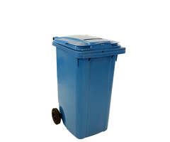 Container met papiergleuf en slot 240 liter blauw