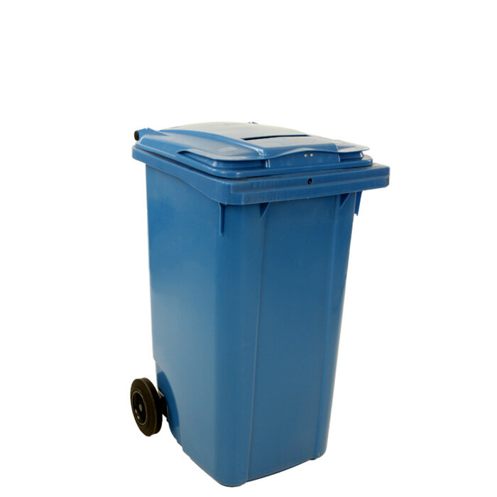 Container met papiergleuf en slot 240 liter blauw