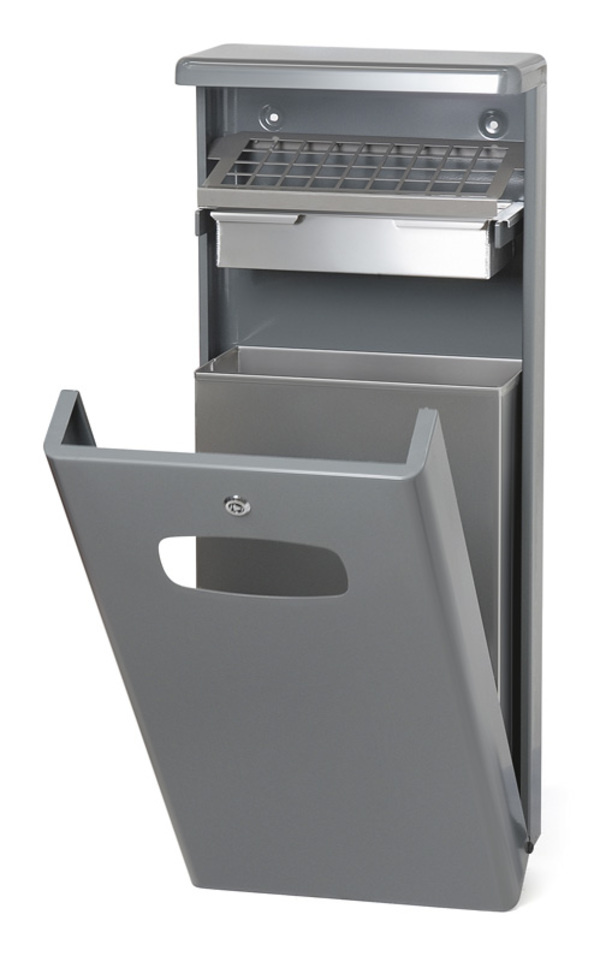 DutchDesign Buitenafvalbak met afdak 32 liter grijs