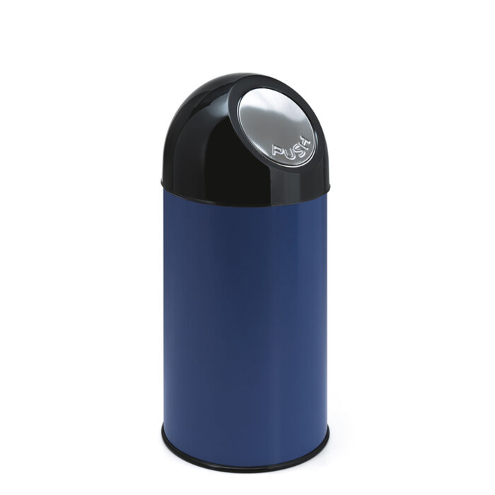 Afvalbak met pushdeksel en binnenemmer 40 liter (blauw, zwart)