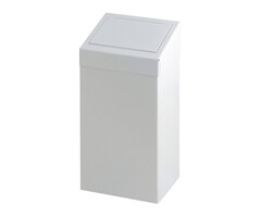 Metalen afvalbak met pushklep 50 liter wit