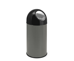 Afvalbak met pushdeksel en binnenemmer 40 liter (metallic, zwart)