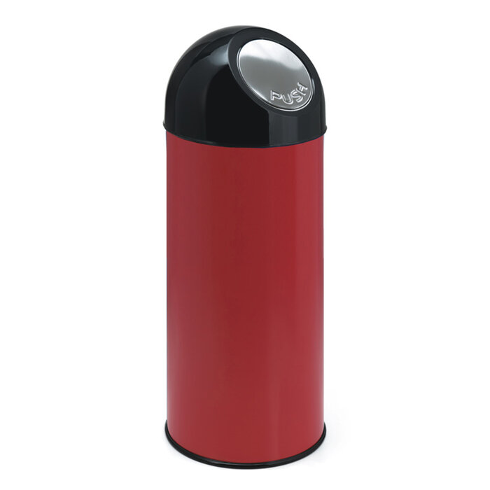 Afvalbak met pushdeksel en binnenemmer 55 liter (rood, zwart)