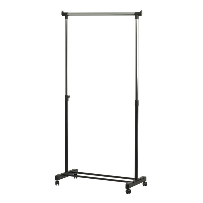 Kledingrek enkel (zwart, chroom)