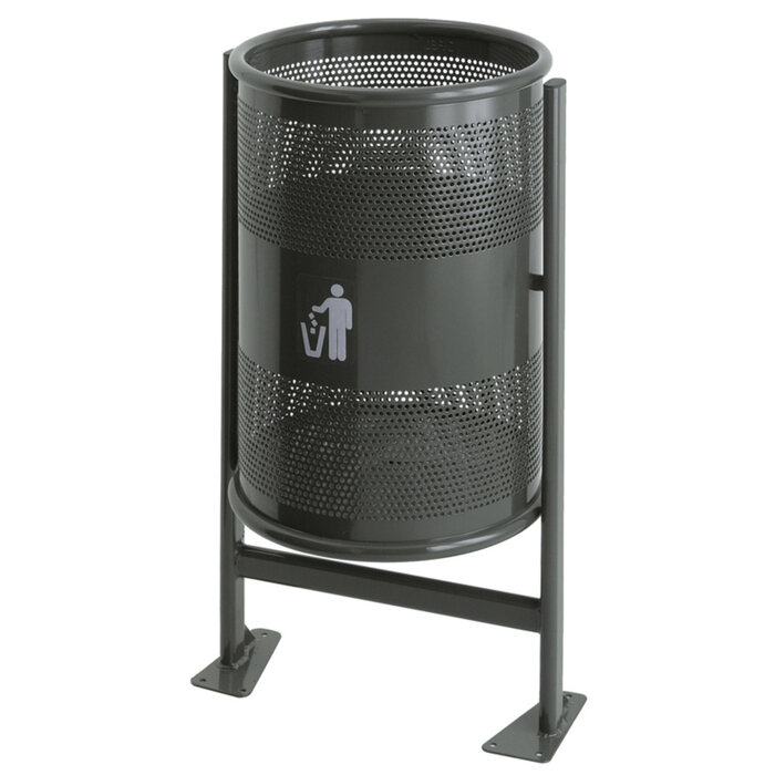 Afvalbak 60 liter op statief grafiet