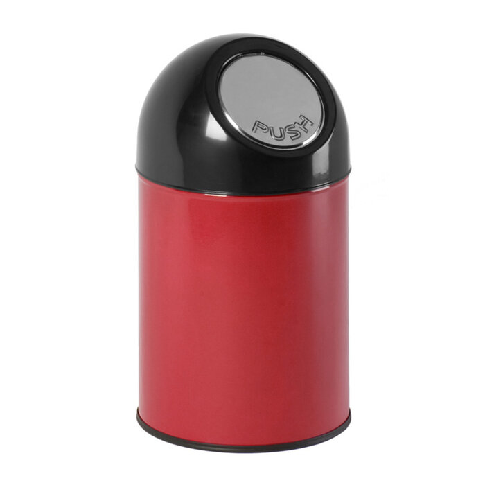 Afvalbak met pushdeksel 30 liter (rood, zwart)