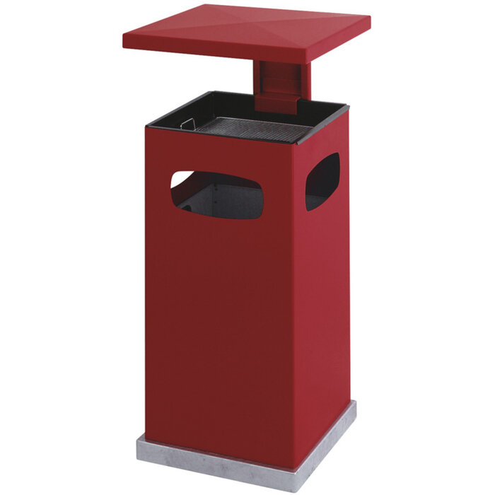 As-papierbak met afneembaar afdak 70 liter rood