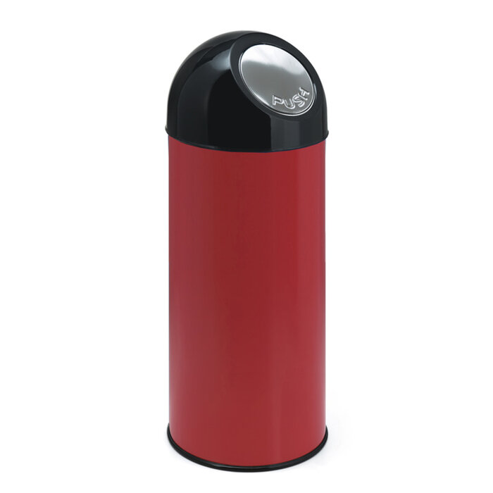 Afvalbak met pushdeksel 55 liter (rood, zwart)