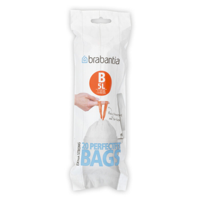 Brabantia PerfectFit Afvalzak met trekbandsluiting 5-7 liter (B) wit