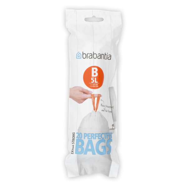 Brabantia PerfectFit Afvalzak met trekbandsluiting 5-7 liter (B) wit