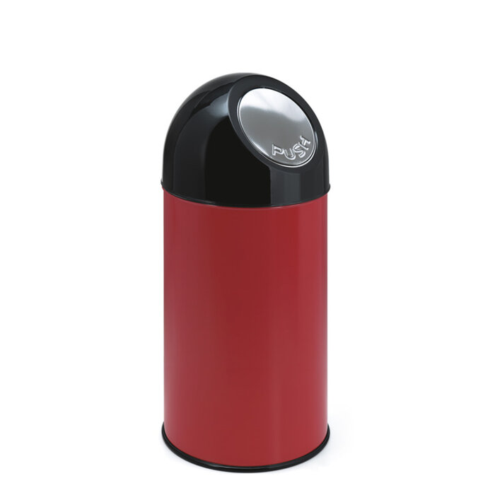 Afvalbak met pushdeksel 40 liter (rood, zwart)