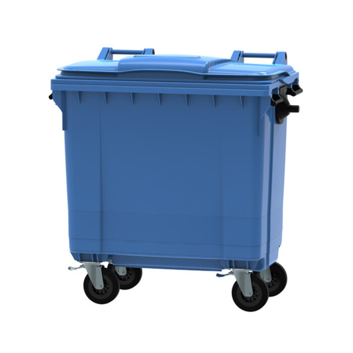 Container 770 liter vlak deksel blauw