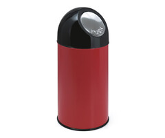 Afvalbak met pushdeksel en binnenemmer 40 liter (rood, zwart)