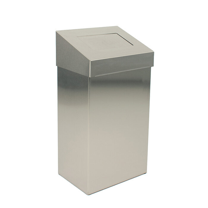 DutchDesign Afvalbak met pushklep 50 liter mat RVS