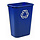 Rechthoekige afvalbak 39 liter (blauw, recyclingsymbool)