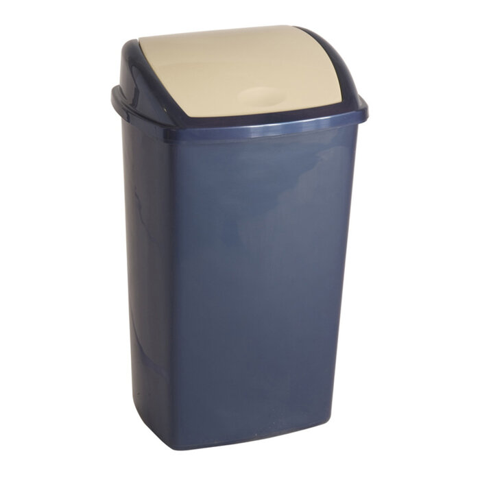 Afvalbak met Swing deksel 50 liter (blauw, crème)
