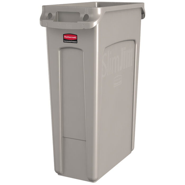 Rubbermaid Slim Jim met luchtsleuven 87 liter beige