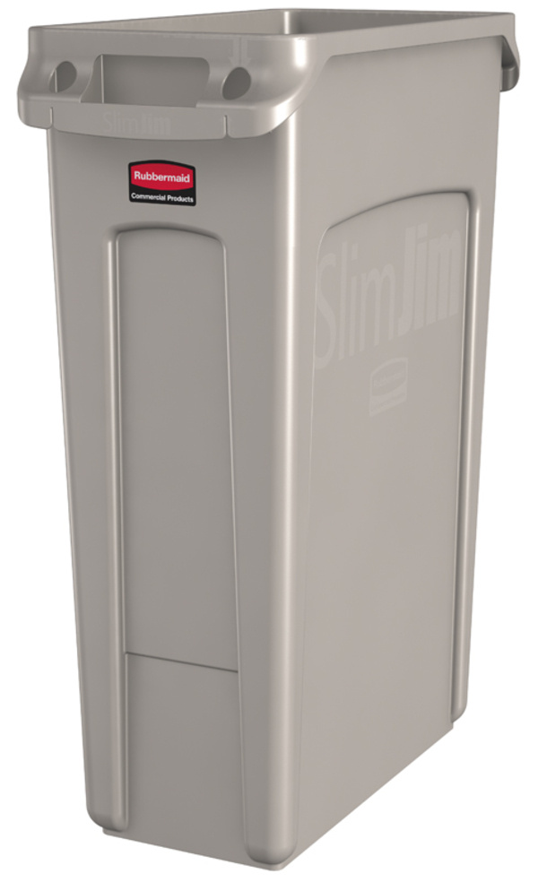 Rubbermaid Slim Jim met luchtsleuven 87 liter beige