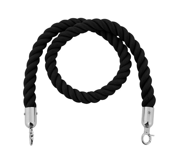 A-Select Koord van henneptouw (zwart, verchroomd)