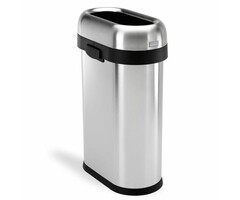 Simplehuman Afvalemmer Bullet Open Slimline 50 liter mat RVS
