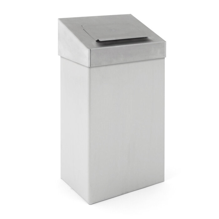 DutchDesign Afvalbak met hygiënische top 18 liter mat RVS
