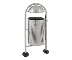 Ronde buitenafvalbak met regendak mat RVS