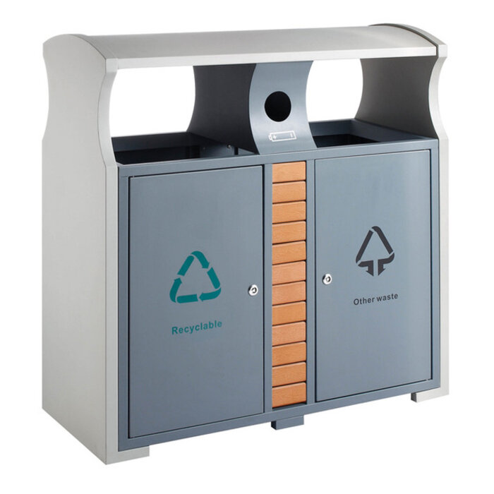 Buitenafvalbak afvalscheiding grijs